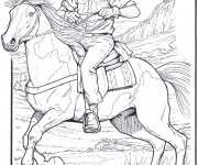 Coloriage et dessins gratuit Cowboy sur son cheval à imprimer