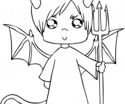 Coloriage Enfant diable avec des ailes