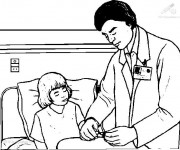 Coloriage Docteur soigne une fille