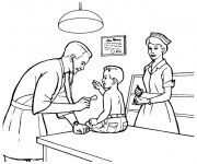 Coloriage Le docteur examine un enfant