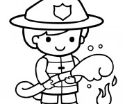 Coloriage et dessins gratuit Le garçon pompier à imprimer