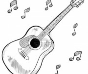 Coloriage et dessins gratuit Guitare instrument musicale à imprimer