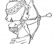Coloriage Enfant indien et son arc