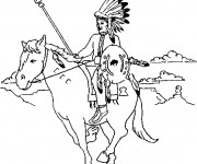 Coloriage Indien sur son cheval