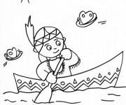 Coloriage et dessins gratuit Petite Indienne dans le navire à imprimer