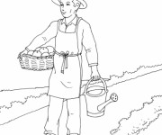 Coloriage Jardinier porte ses légumes