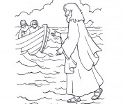 Coloriage Jésus sur La Mer