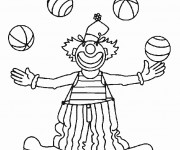 Coloriage Un clown jonglant avec quatres balles