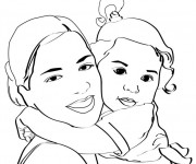 Coloriage et dessins gratuit Maman et sa fille à imprimer