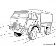 Coloriage et dessins gratuit camion de transport militaire à imprimer