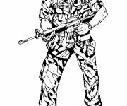 Coloriage Soldat militaire prêt au combat