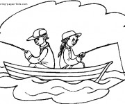 Coloriage et dessins gratuit Barque de pêcheur à imprimer