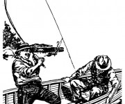 Coloriage et dessins gratuit Pêcheur en barque à imprimer