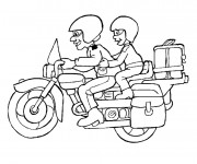 Coloriage deux motocyclistes sur moto