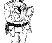 Coloriage et dessins gratuit Un policier entrain d'exécuter ses devoirs à imprimer