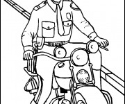 Coloriage Un policier sur moto