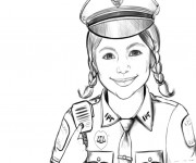 Coloriage Un portrait d'une policière