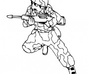 Coloriage Soldat porte son arme
