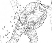 Coloriage et dessins gratuit Un soldat du film GI -Joe tire sur l'ennemi à imprimer