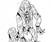 Coloriage et dessins gratuit Zombie sort de la tombe à imprimer