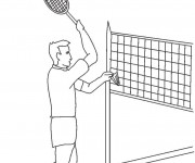 Coloriage Joueur de Badminton en match