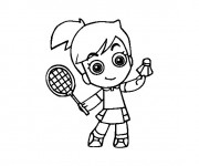 Coloriage Petite joueur Badminton
