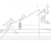 Coloriage et dessins gratuit Sport de Badminton en noir et blanc à imprimer