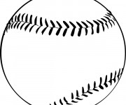 Coloriage et dessins gratuit Balle Baseball en noir à imprimer
