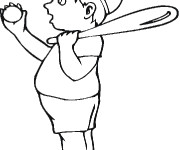 Coloriage Enfant portant la balle et batte de Baseball