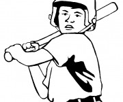 Coloriage et dessins gratuit Frappeur Baseball en noir à imprimer