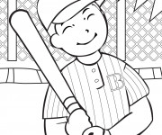 Coloriage et dessins gratuit Frappeur de Baseball qui sourit à imprimer