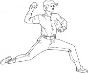 Coloriage et dessins gratuit Joueur de Baseball lance la balle à imprimer