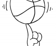 Coloriage Balle de basket tourné sur doigt