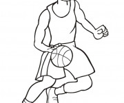 Coloriage Basketteur contrôle le ballon