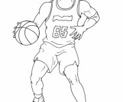 Coloriage Basketteur dribble le ballon
