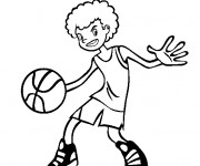 Coloriage Garcon qui controle le ballon de Basket