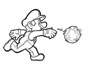 Coloriage Super Mario lance le ballon en feu