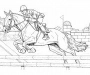 Coloriage et dessins gratuit Équitation  course à imprimer