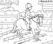 Coloriage et dessins gratuit Petite cavalière sur cheval à imprimer
