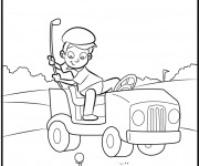 Coloriage et dessins gratuit Enfant joue au Golf drôle à imprimer