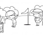 Coloriage Enfants jouent au Golf