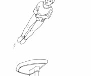 Coloriage Jeune gymnaste  en l'air