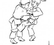 Coloriage Enfants jouent  au Judo