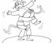 Coloriage Judokas singes dessin animé