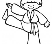 Coloriage Enfant portant Kimono Karaté