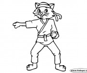 Coloriage et dessins gratuit Le Chat joueur Karaté à imprimer