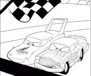 Coloriage et dessins gratuit Deux voitures attendent la course Nascar à imprimer