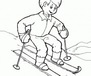 Coloriage et dessins gratuit Enfant et Ski à imprimer