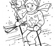 Coloriage et dessins gratuit Les enfants font du Ski à imprimer
