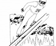 Coloriage et dessins gratuit Saut à Ski dans l'air à imprimer